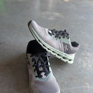 On Running Gray and Mint Sneakers